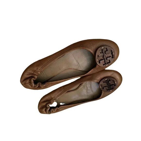 Tory Burch Women's Brown Slip On Ballet Reva Leather Ballerina Flats Size 8M - Picture 2 of 6
